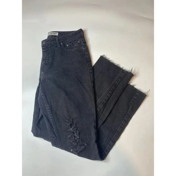 Harley Davidson Womens Black Distressed Denim American Bootcut Jeans Size 10 - Picture 1 of 9
